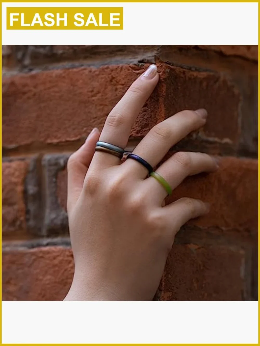 3mm Metallic Silicone Wedding Band Ring Set Stackable Hypoallergenic